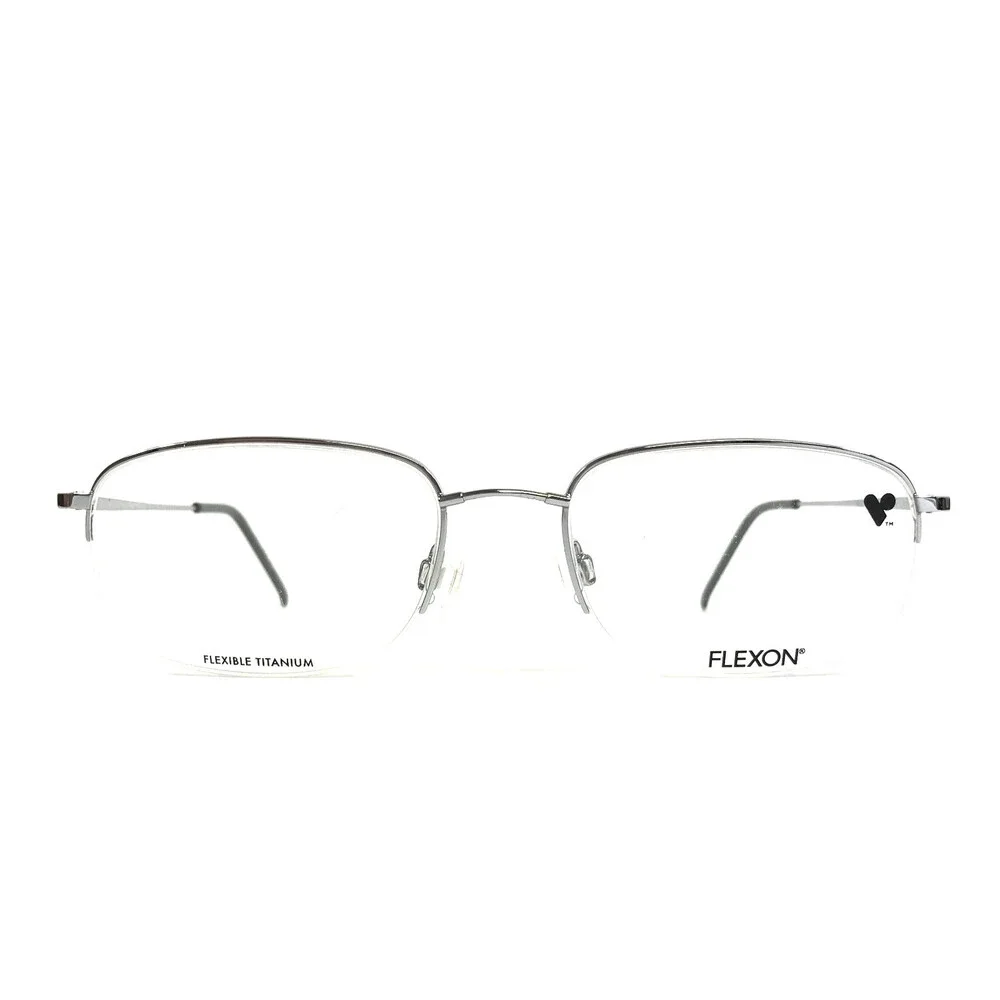 Flexon Eyeglasses Frames 606 LT GUNMETAL Square Half Rim Titanium 54-19-140